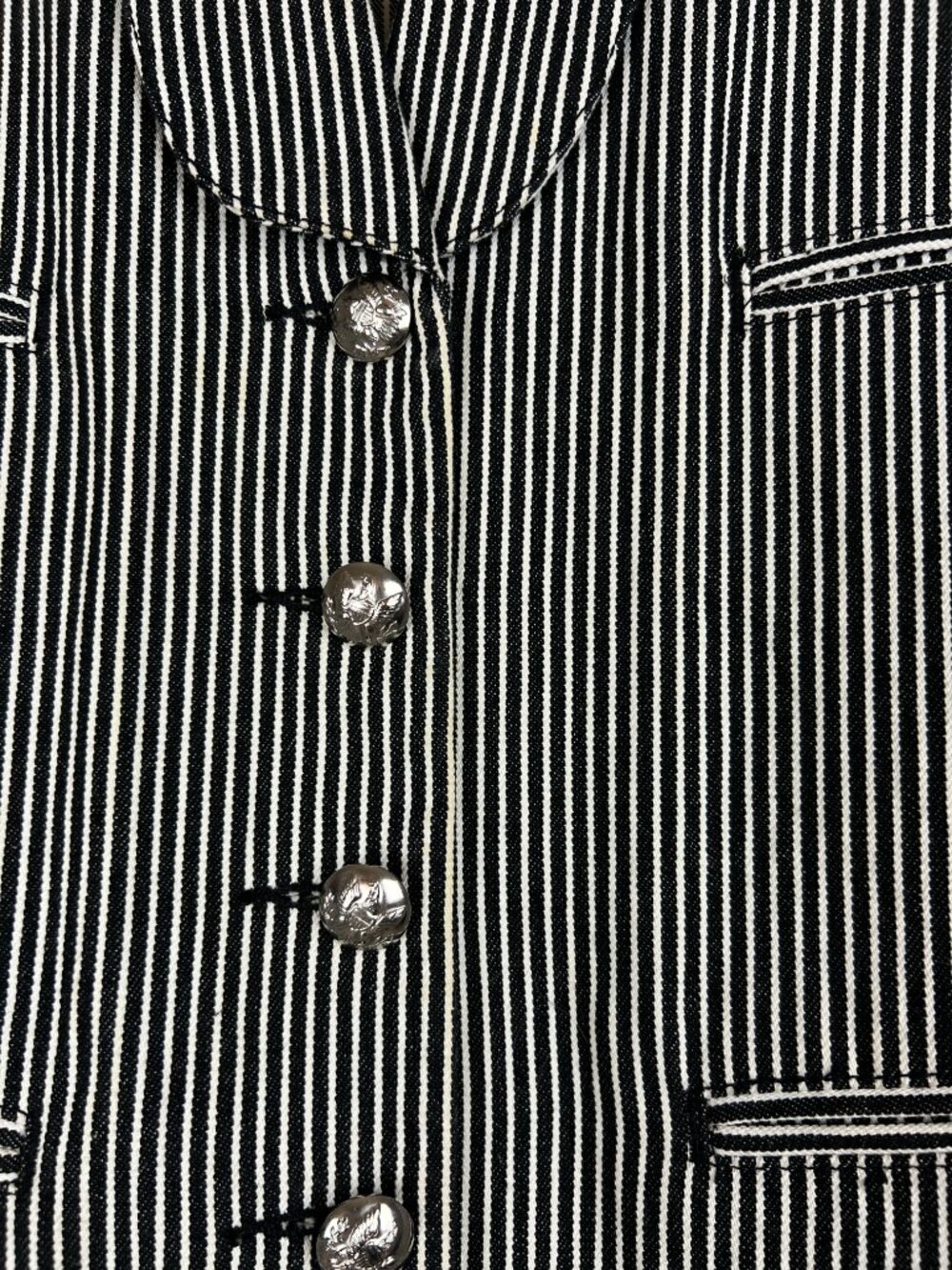 Lauren Ralph Lauren Pinstripe Vest Womens M Black White Cotton Waistcoat - Picture 2 of 4